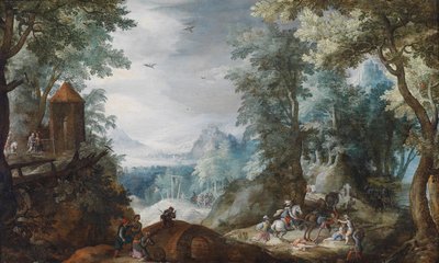 Wooded Landscape with an Ambush by Pieter Schoubroeck